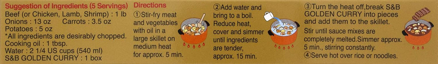 S&B Golden Curry Japanese Sauce Mix — Medium Hot, 3.2 oz